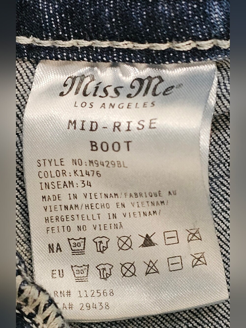 Miss Me Mid-Rise Boot Y2K Jeans Embellished Longhorn Pockets Western Size 28 - Picture 10 of 12
